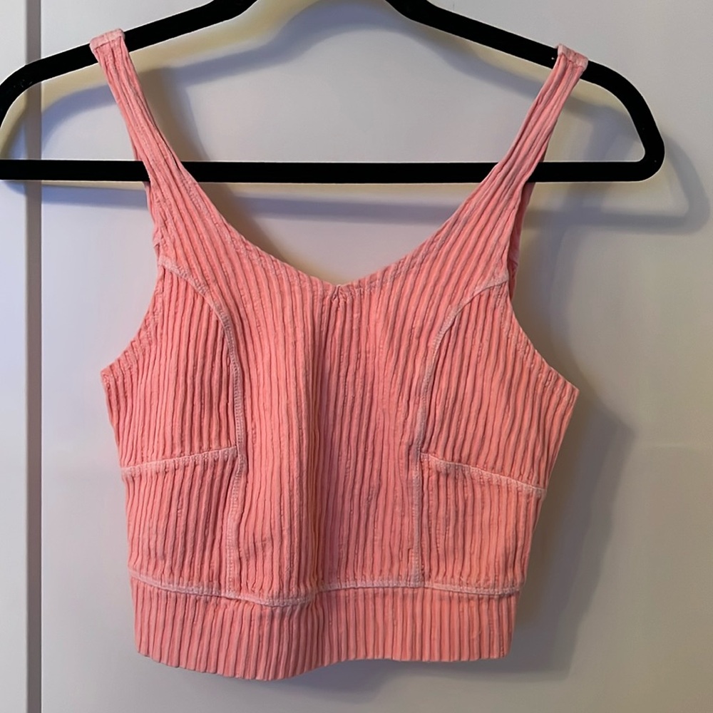 BDG neon coral cropped stretchy tank top